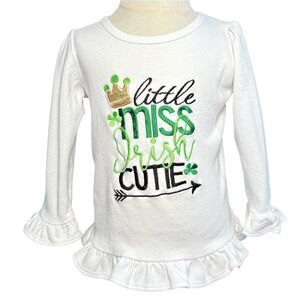 Blanks Boutique Little Miss Irish Cutie Embroidered Long Sleeve Shirt. 2. 2T.